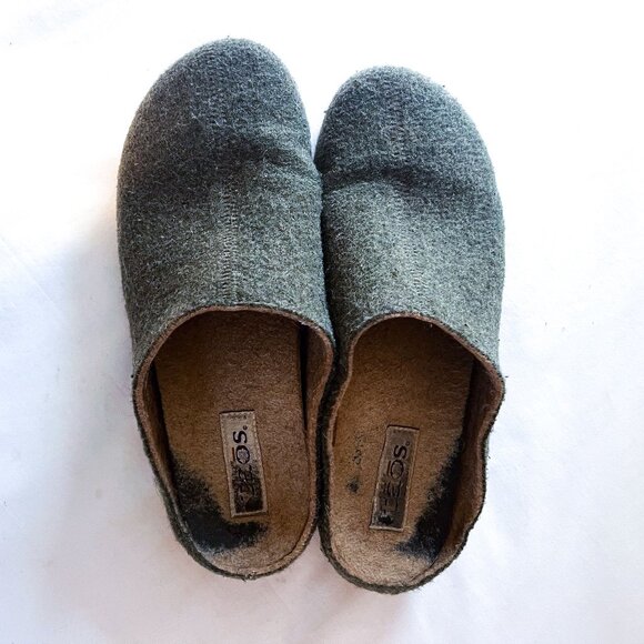 Taos Woolness Olive Green Italian Wool Clogs Slippers Clogs EU 40 US 9-9.5 - Picture 7 of 11